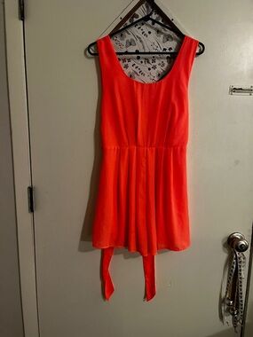 Double Zero Bright Neon Orange Tank Romper